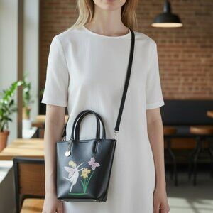 Upcycled Hand Painted Steve Madden Crossbody Bag Fairy & Flowers OOAK